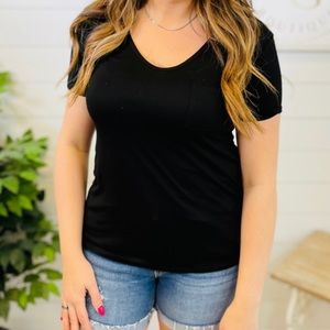 Black V Neck Tee Medium